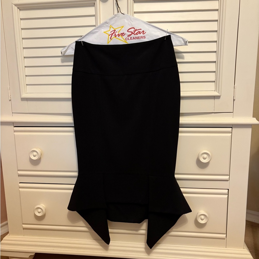 VENUS Black Asymmetrical Pencil Midi Skirt